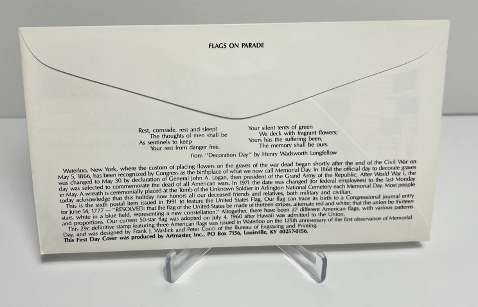 US FDC 1991 Flags On Parade 125th Avviversary Of Memorial Day  - Image 2 of 2