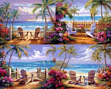 Seaside Chairs - Printed Needlepoint Canvas - Coastal Relaxation Vibes