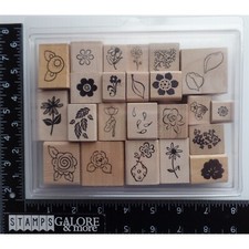 Rubber Stamps LOT 23 SMALL GARDEN FLOWERS LEAVES VASE CLUSTER BACKGROUND BIN-W