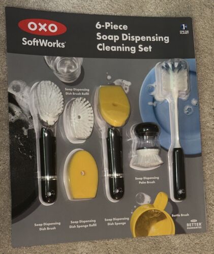 OXO SoftWorks 6-Piece Soap Dispensing Cleaning Brush Set - New - Sealed - Picture 1 of 3