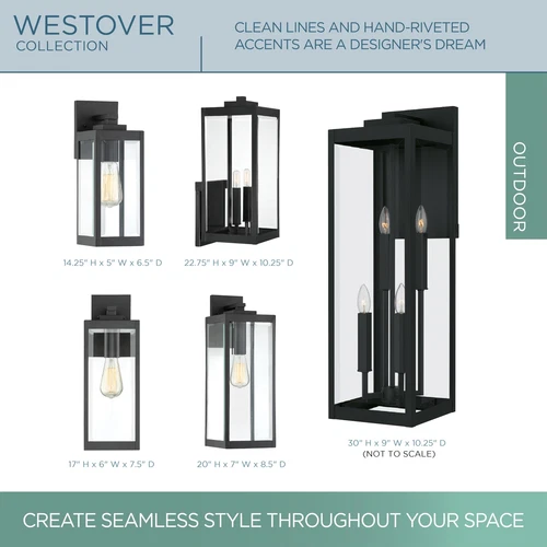 Quoizel Westover Modern Wall Sconce, 14.25 Inch Earth Black 1-Light Outdoor - Picture 5 of 9