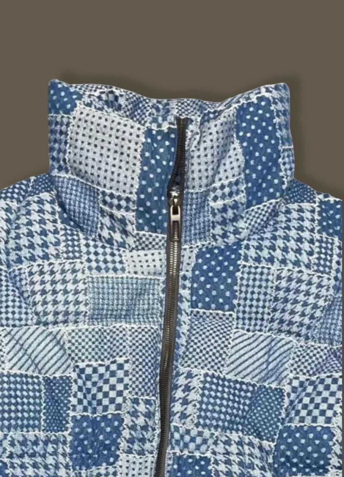 Retrovert Rebirth Mens Raw Indigo Denim Quilted Goose Down Bomber Jacket Size M