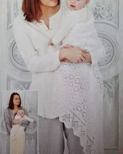 JM005 3Ply Knitting Pattern Baby Christening Shawls 2 Designs