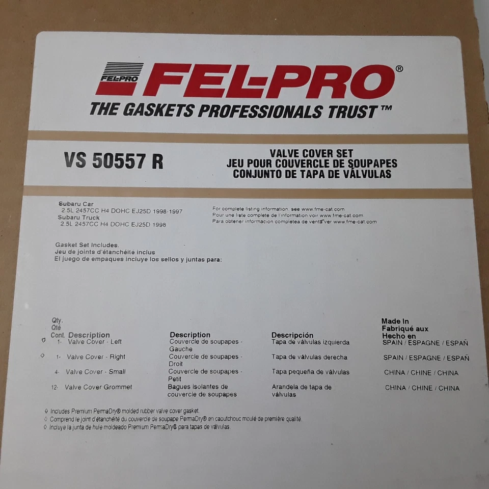 Juego de juntas de cubierta de válvula de motor para Subaru Legacy Forester Impreza 1997-1998 2,5 L Foto 4 de 4