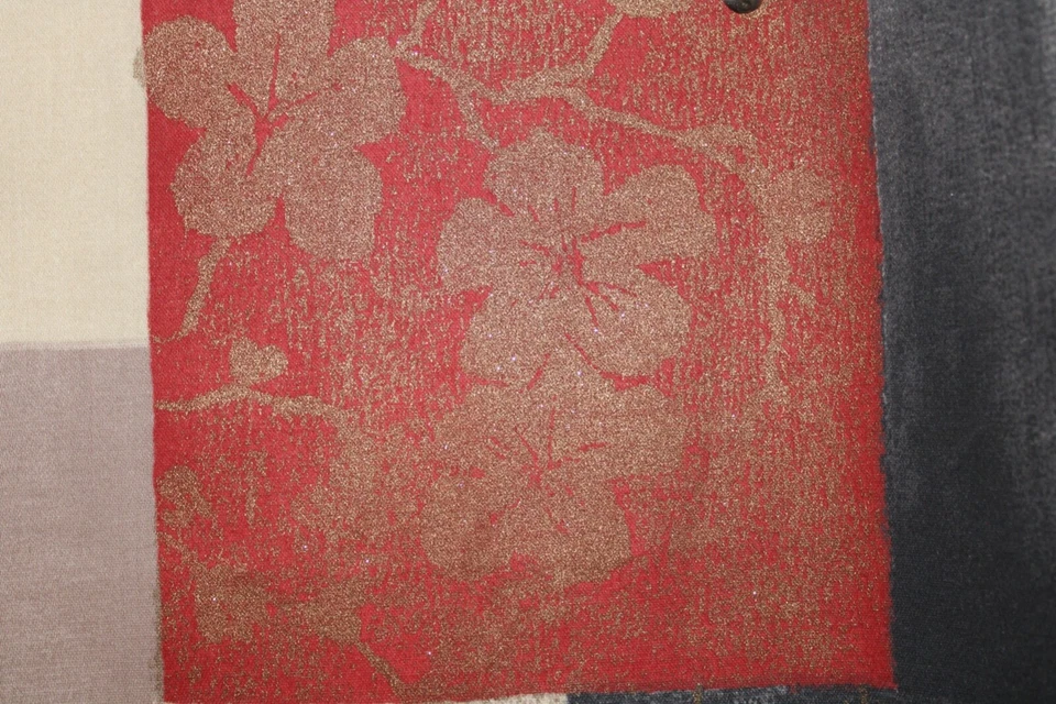 Geometric Box print with Gold Flecks Drapery weight fabric Remnant - Image 3 of 4