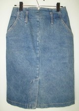 Vintage Denim Straight Pencil Skirt Front Slit Women S/M Made in USA