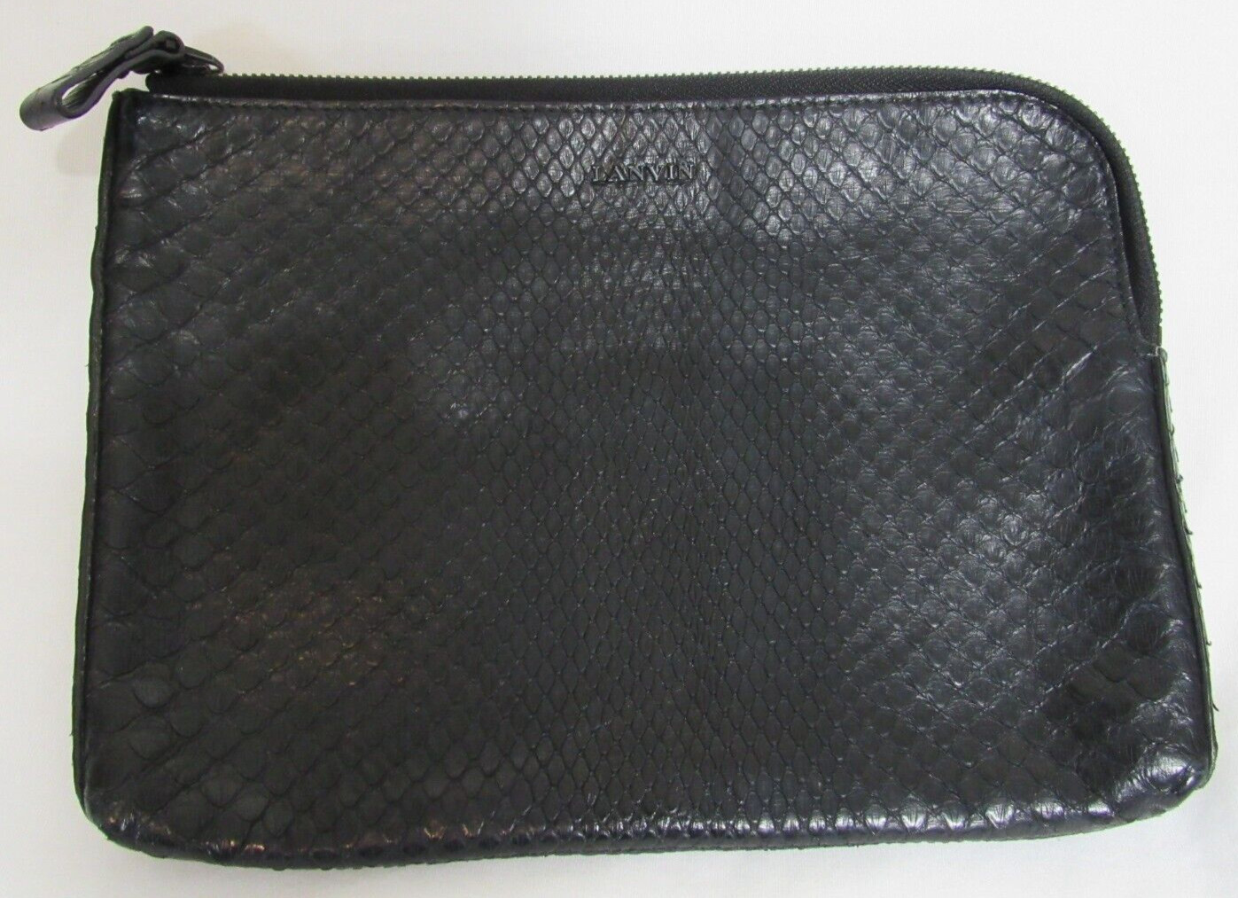 Lanvin Black Snakeskin Python Zip Close Clutch Ba… - image 2