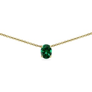 Authentic Dainty 7x5mm Oval Simulated Emerald Choker Necklace in Gold Plated 925 Silver