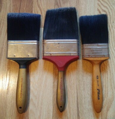 3 New Vintage Paint Brushes 4'' Workmaster, 3.5'' DuPont, 3'' Pilsen