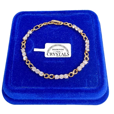 TBT GIOIELLI Braccialetto Tennis Infinito Donna pl.oro Giallo 18k con cristalli Zirconi Bia