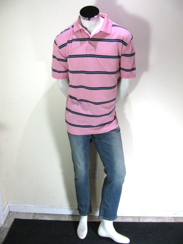 Jos A Bank Shirt Mens Large Pink Striped Classic Polo Short Sleeve Shirt - Picture 9 of 10