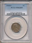 1910-S 1c PCGS MS62 BN