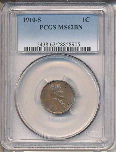1910-S 1c PCGS MS62 BN