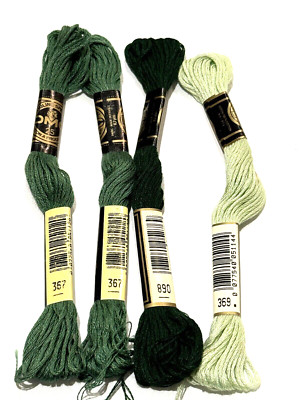 DMC Embroidery Floss Needlepoint Mixed Lot of 4 Green VTG Pistachio 890 367 READ