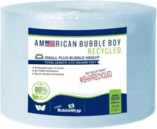 Large roll of 175 Feet of Recycled Small Plus Bubble packing moving and shipping