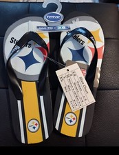 Pittsburgh Steelers Logo Flip Flop Sandals Small Sizes 5-6 Women  s NWT