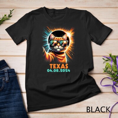 Cat Taking A Selfie Total Solar Eclipse 2024 Texas Premium Unisex T-shirt