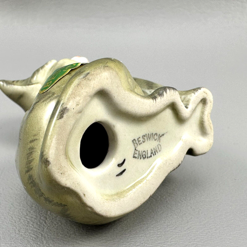 Beswick England Katzenfigur grau sitzendes Kätzchen blau Augen Original Aufkleber Vintage - Bild 11 von 12