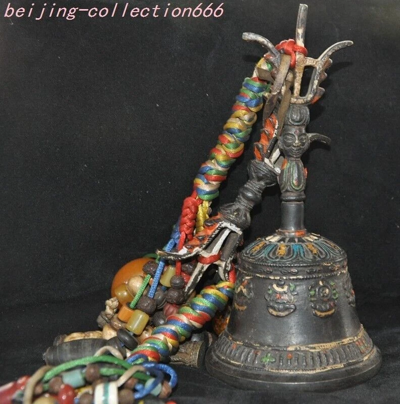 7,6"" Budismo tibetano bronce cera de abejas gema exorcismo Chung Zhong anillo la campana Foto 2 de 4