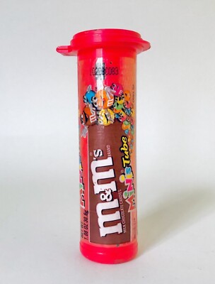 Vintage 1999 Mars M&M's MINIS Plastic Tube Candy Container 4” RED