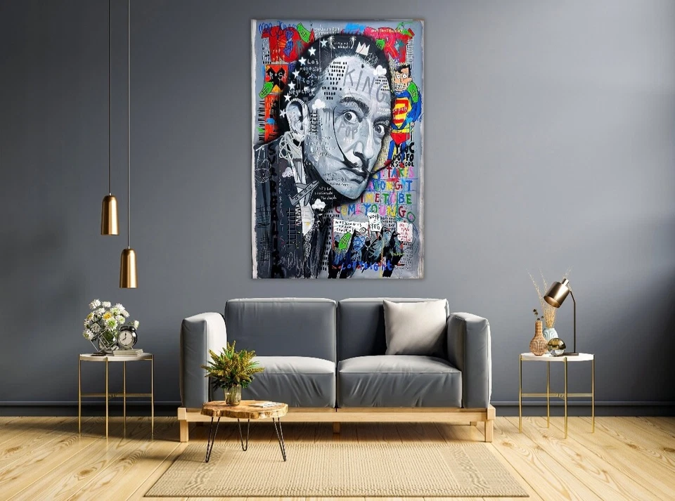 Graffiti Pop Art Lienzo Graffiti Salvador Dalí Arte Moderno Arte de Pared Decoración del Hogar Foto 2 de 4