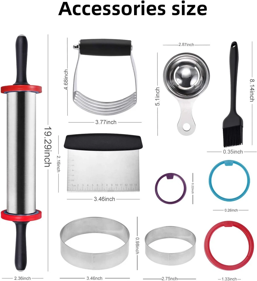 Pastry Cutter Rolling Pin Set-6PCS, Professional Stainless Steel Baking Tools - Image 3 of 4