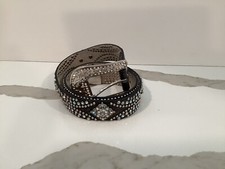 Nocona Cowgirl Western Brown Rhinestone Running Horse Leather Belt S