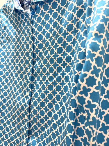 NEW Women's Ruby Rd. Button Blouse Top Shirt Size 14 Long Sleeve BLUE geometric - Picture 7 of 17