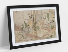 HOKUSAI, UNTITLED FAMILY SCENE -FRAMED ART POSTER PAINTING PRINT- JAPANESE ART