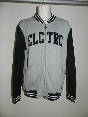 The Electric Established Medium Sweatshirt Zip Jacket Gray Black Mens NWT $80