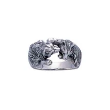 Wolf Kiss 925 Sterling Silver Ring Fine Animal Spirit Jewelry Love