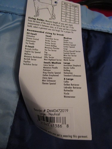 NWT Casual Canine Nylon Snow Parka Blue Dog Puppy Coat Large FREE Shipping - Picture 3 of 4