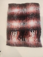 Ralph Lauren Plaid Fringe-Trim Wool-Blend Scarf Very Soft And Fluffy