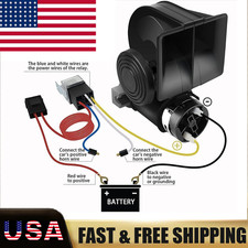 Super Loud Dual Trumpet Train Air Horn 12v System For Car Truck Boat Speaker .