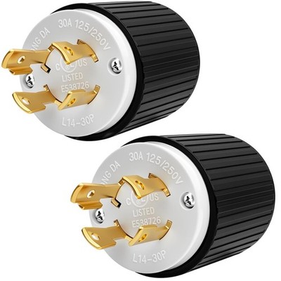 NEMA L14-30P Locking Plug 2 Pack 30A 125/250V Twist Lock Male Generator Connecto