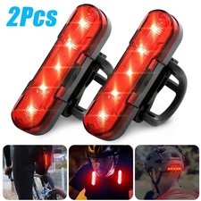 USB Rechargeable LED Bike Tail Light Bicycle Safety Cycling Warning Rear Lamp x2