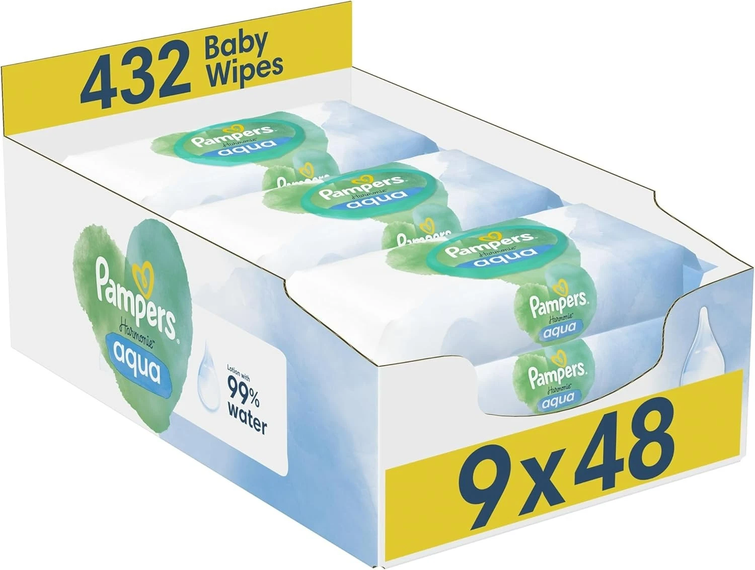 Pampers Harmonie Aqua Baby Wipes Plastic Free 9 Packs of 48 Wipes, 432 Wipes
Opens in a new window o