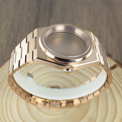 40mm Stahl Uhrengehäuse Armband Rose Gold ändern PRX Mod für Seiko NH35 34 36 38