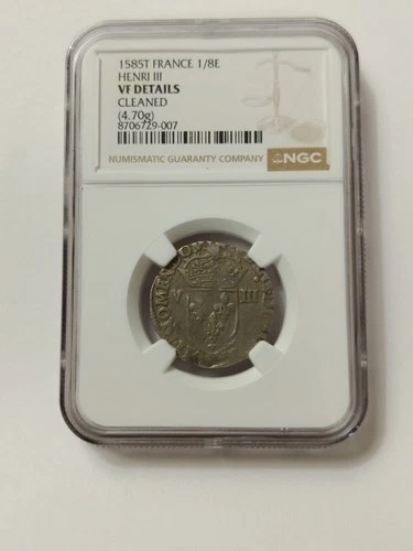 NGC France, Henri III, 1/8 Ecu HENRI III