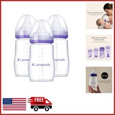 Breastfeeding Baby Bottles 8 Ounces BPA-Free 3 Pack with Medium Flow Nipples