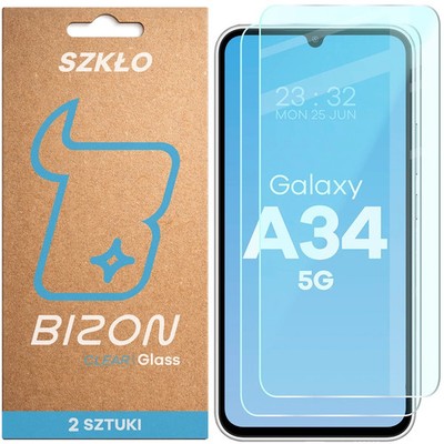 2x Schutzglas für Galaxy A34 5G Bizon Displayschutzglas Hartglas Handyglas Glas