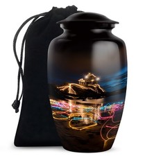 Beach 10 Inch Decorative Funeral Jar for Male Ashes Cremation Memorial Urn