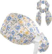 Scrub Caps Women with Button,Adjustable Surgical Caps with Ponytail Pouch,Wor...