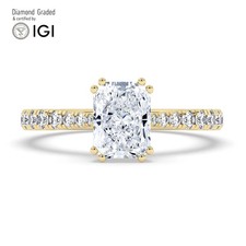 Radiant Diamond Engagement Ring 14k Yellow Gold Labgrown 1.80 Ct Solitaire