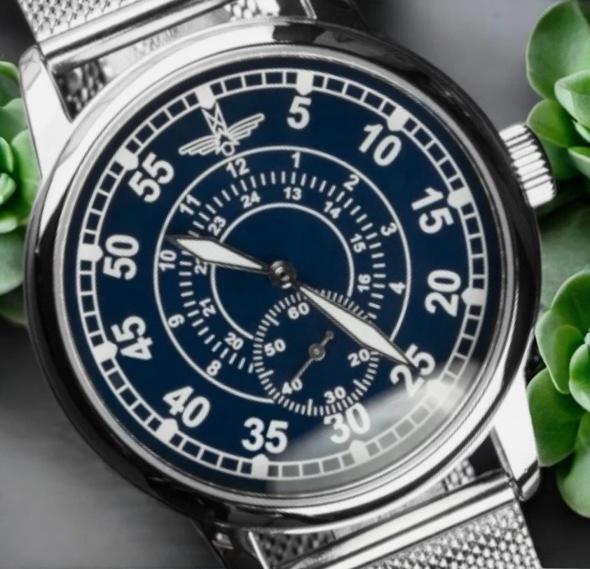 复古 Pobeda 手表 机械航空手腕 俄罗斯 苏联 Zim 罕见 男式 飞行员 — 第 3/4 张图片