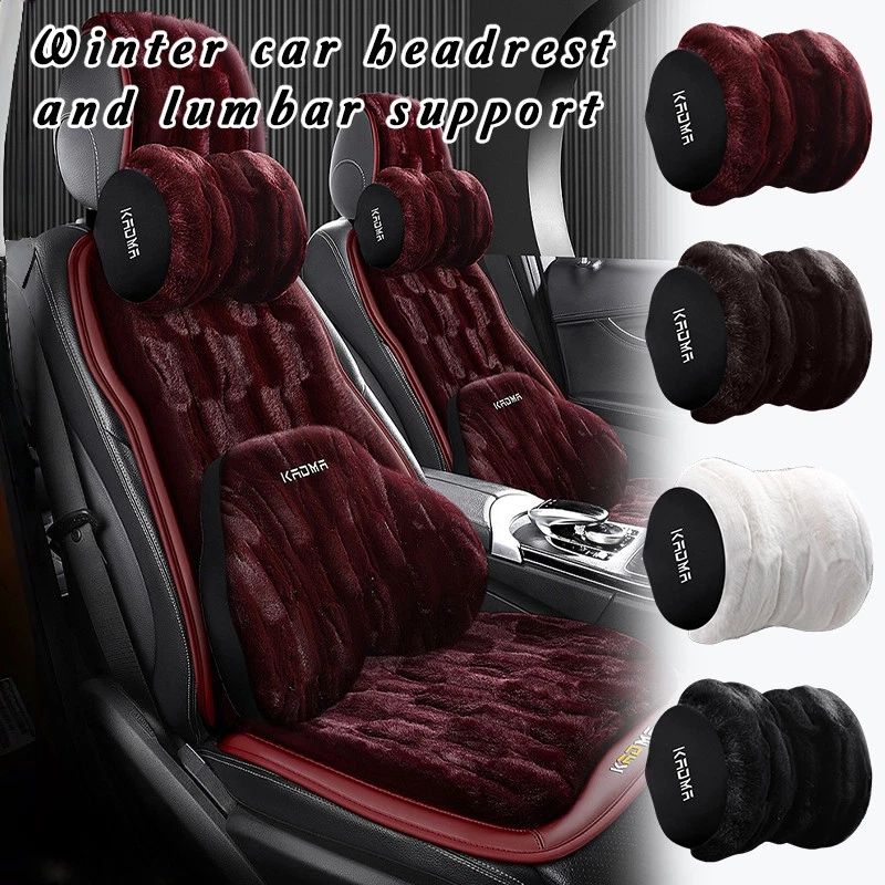 Reposacabezas de terciopelo visón de felpa de invierno y almohada de soporte lumbar para comodidad cálida Foto 2 de 4