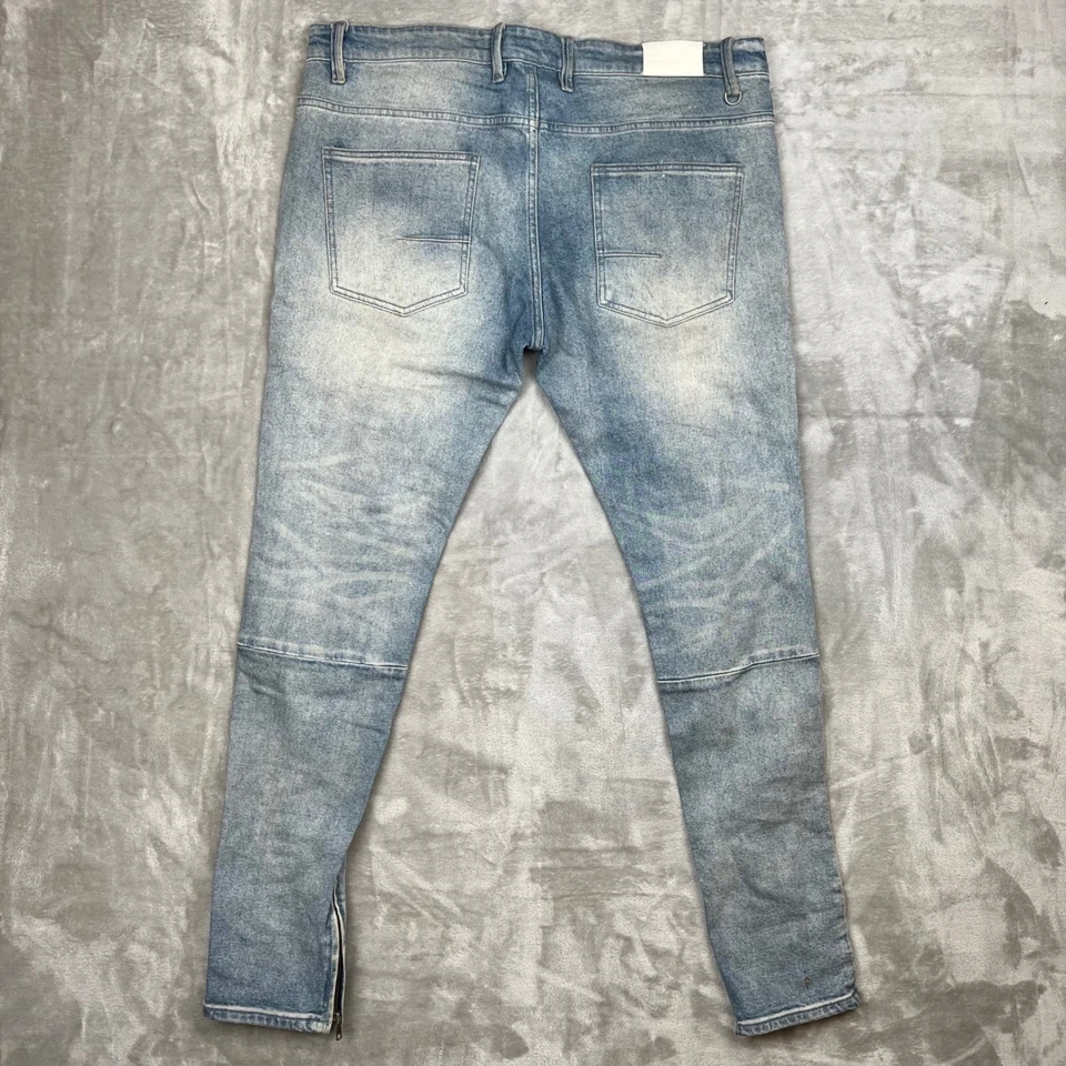 KDNK Jeans Distressed Light Wash Slim Fit Zipper Ankle Denim Pants Mens 38 - Image 2 of 4