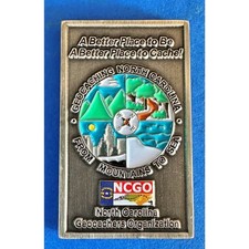 Geocoin NCGO Geocaching NC From Mountains To Sea Everywhere in Between Compass