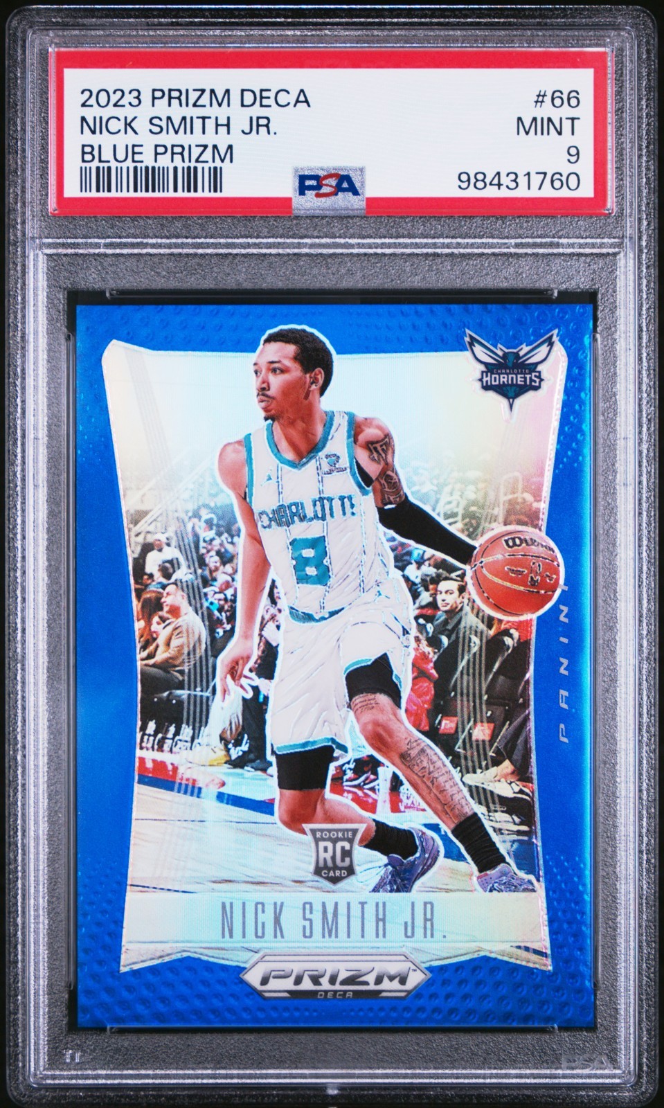 2023-24 Panini Prizm #66 Nick Smith Jr Deca Blue Prizm /149 Rookie RC PSA 9