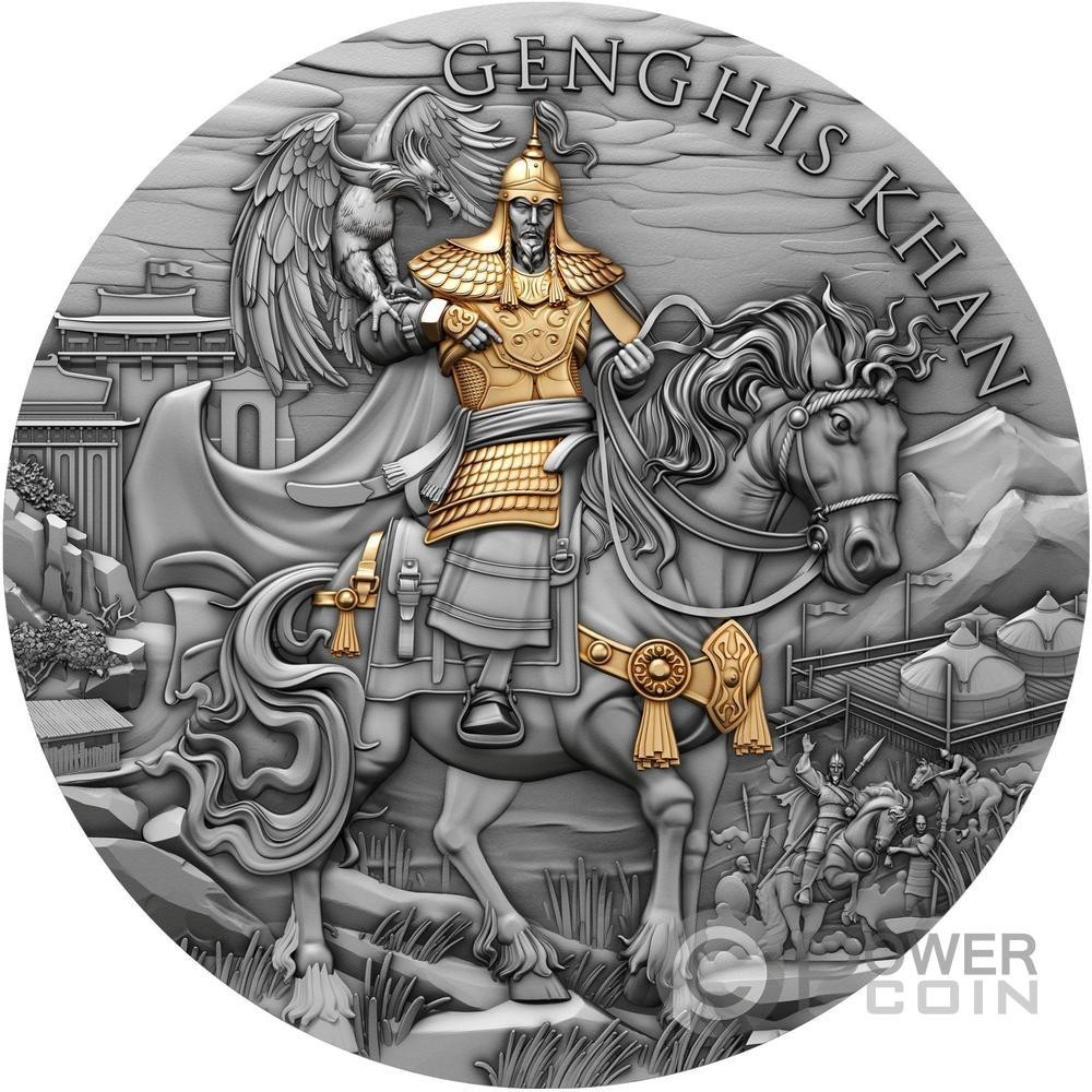 GENGHIS KHAN Legendary Warriors 2 Oz Silver Coin 5$ Niue